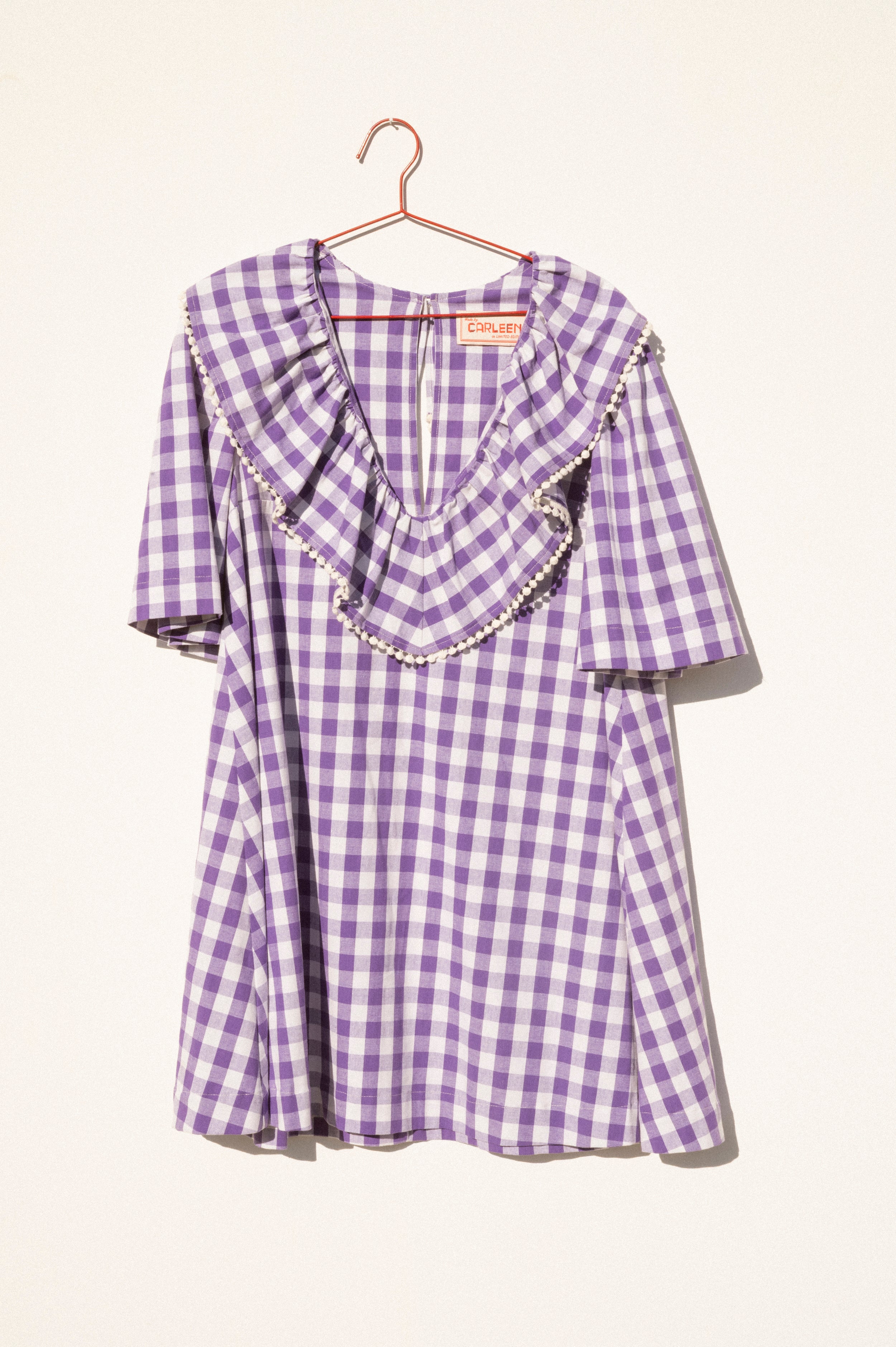 Ruffle Dress - Purple Gingham