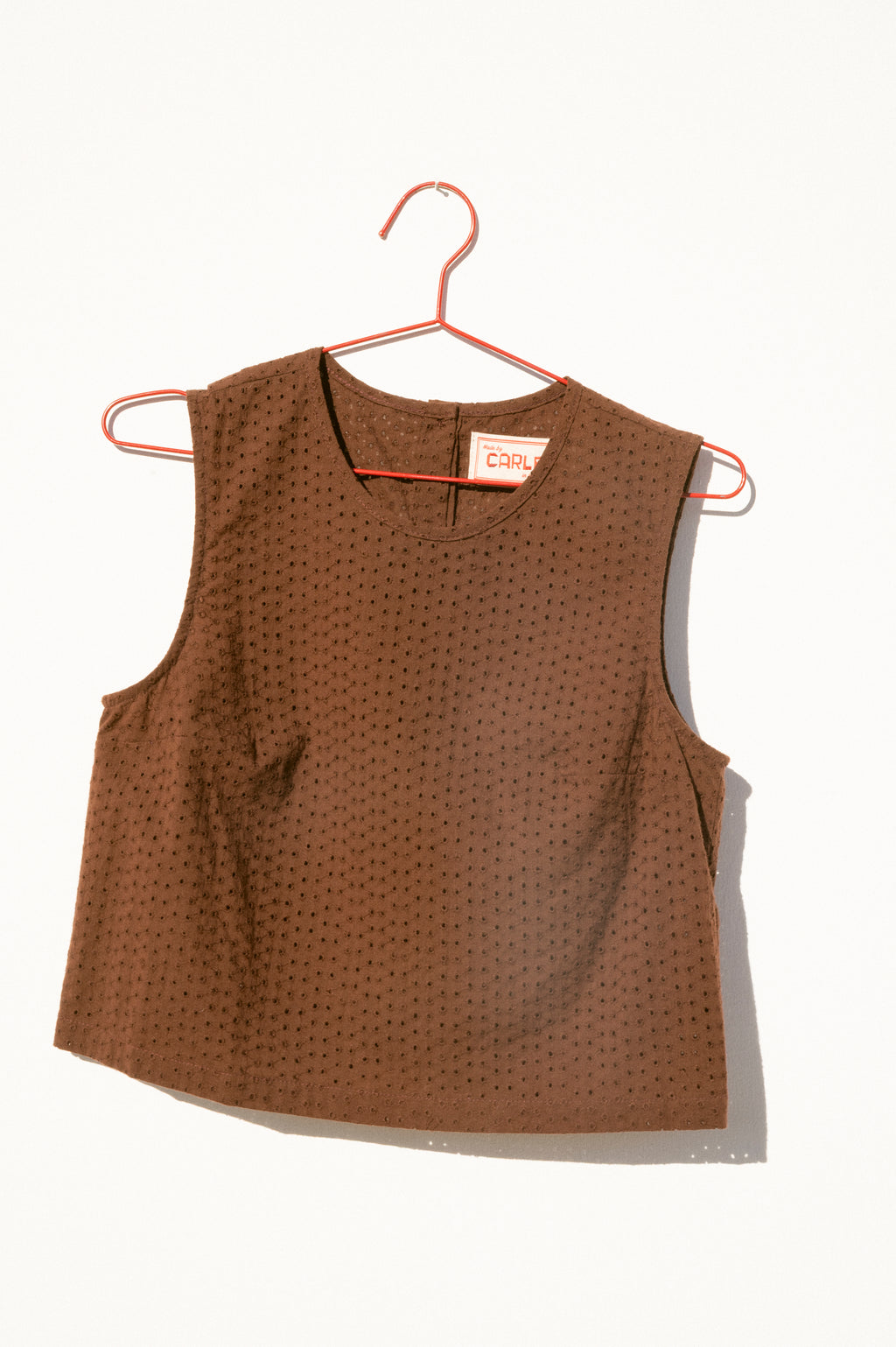 Zoe Sleeveless Shell - Brown Eyelet