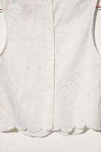 Zoe Sleeveless Shell - Scallop Hem (S)