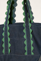 Medium Tote - Green Scallop