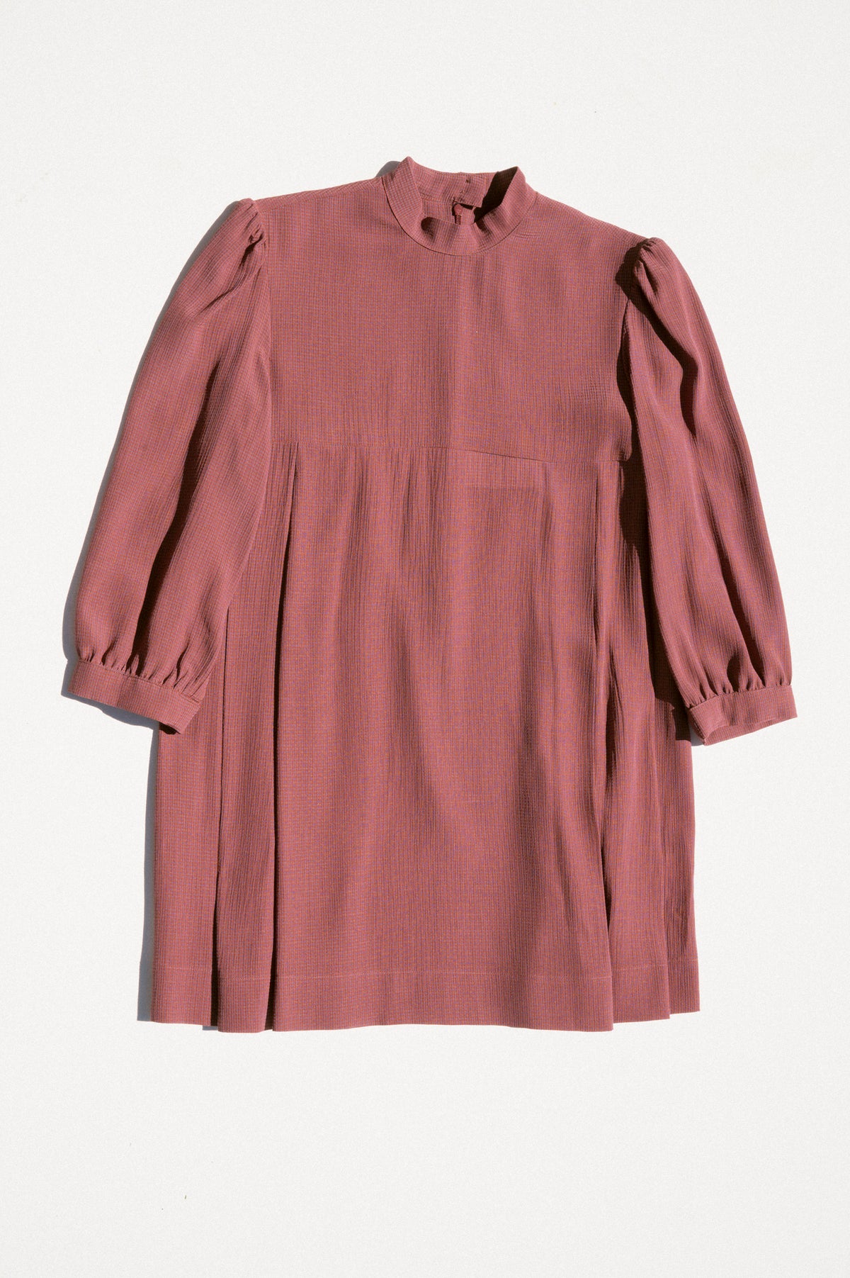 Smock Mini Dress - Mauve Microplaid