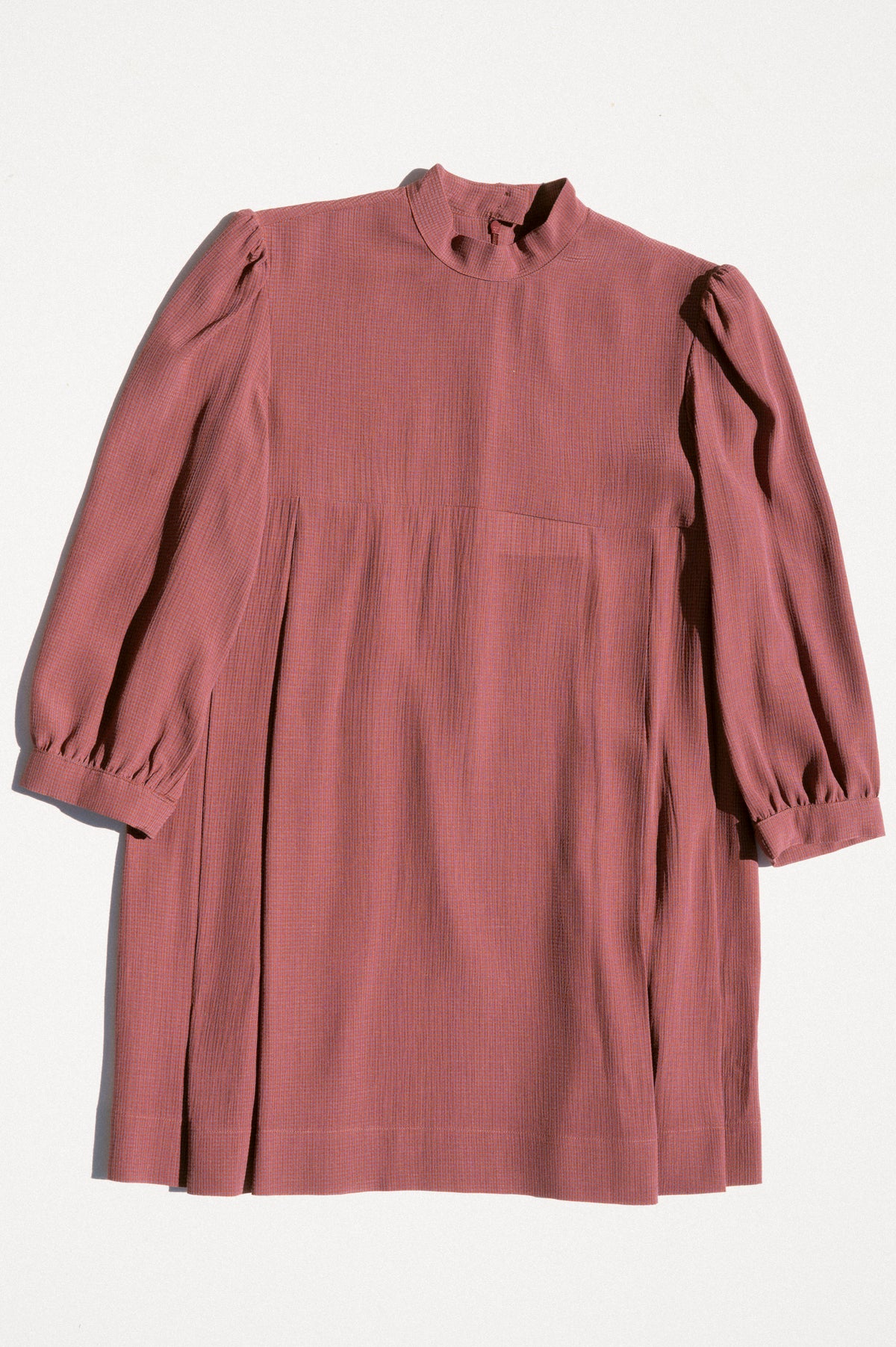 Smock Mini Dress - Mauve Microplaid