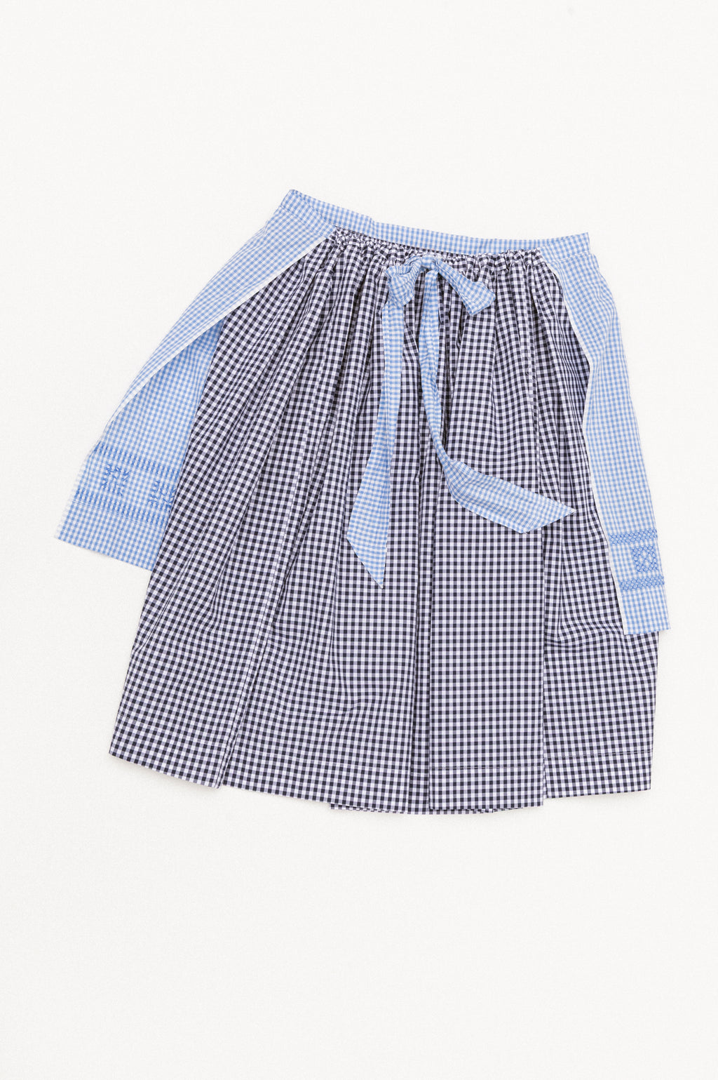 Apron Skirt - Sky & Navy Gingham
