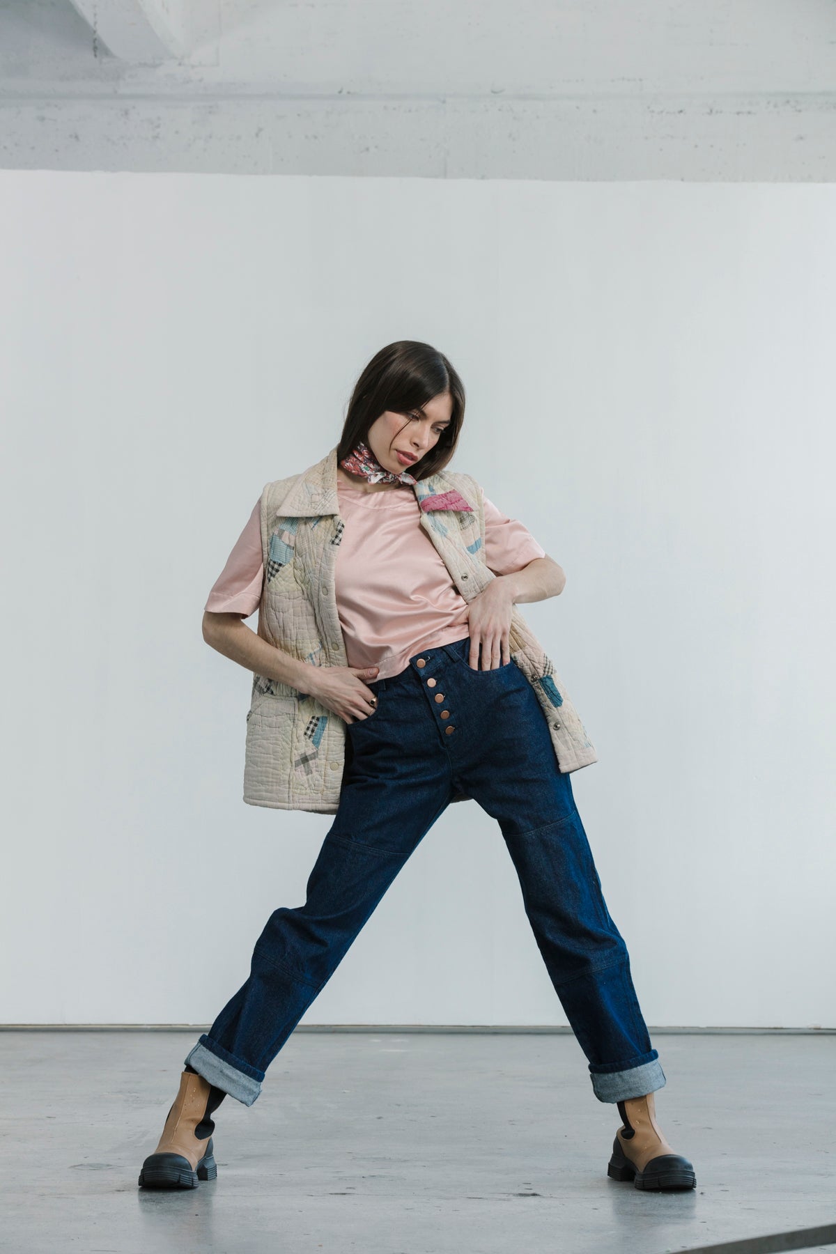 One-Tone Button Fly Jeans- Dark Rinse