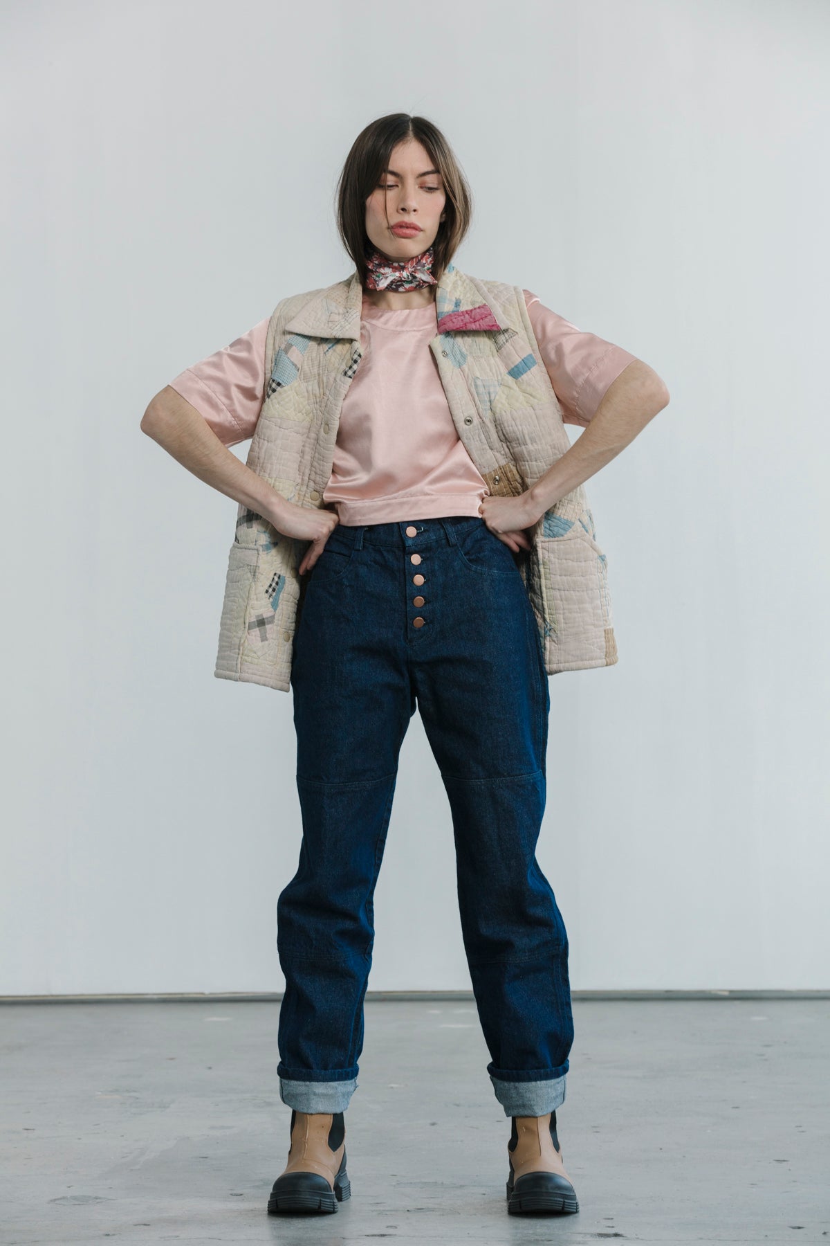 One-Tone Button Fly Jeans- Dark Rinse