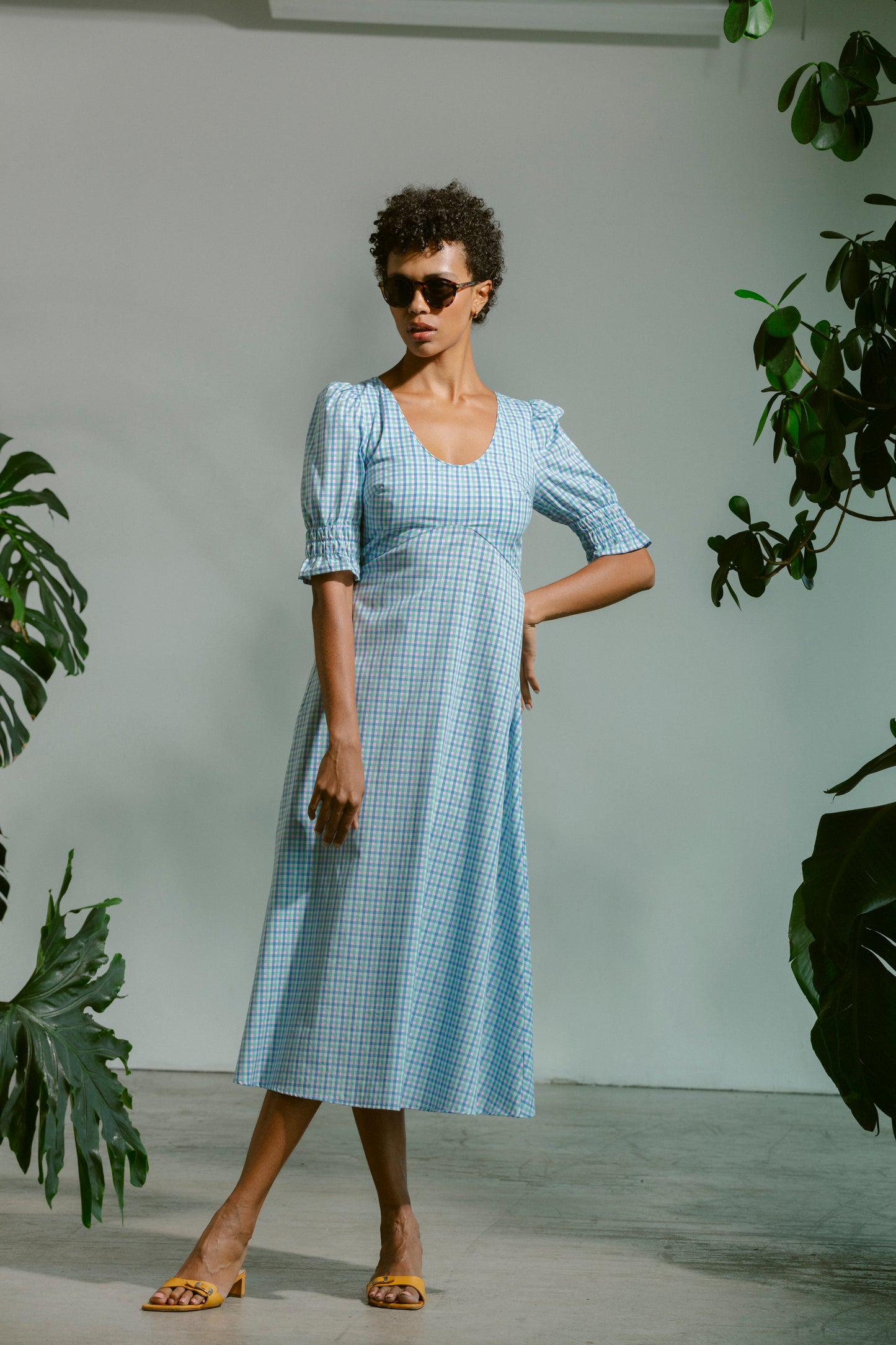 Austen Dress - Navy Gingham