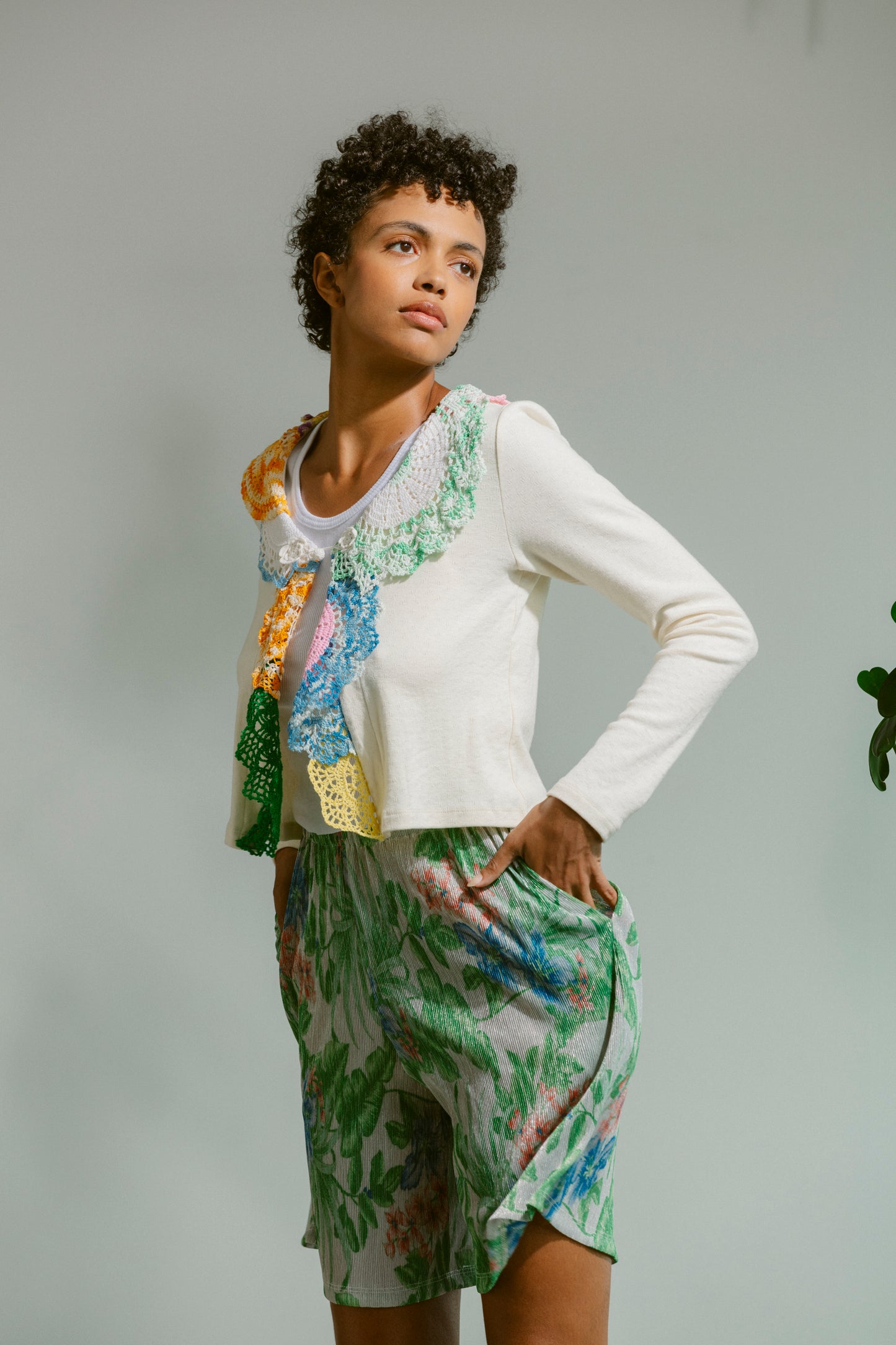 Basketball Shorts - Metallic Floral Pleat (Small)