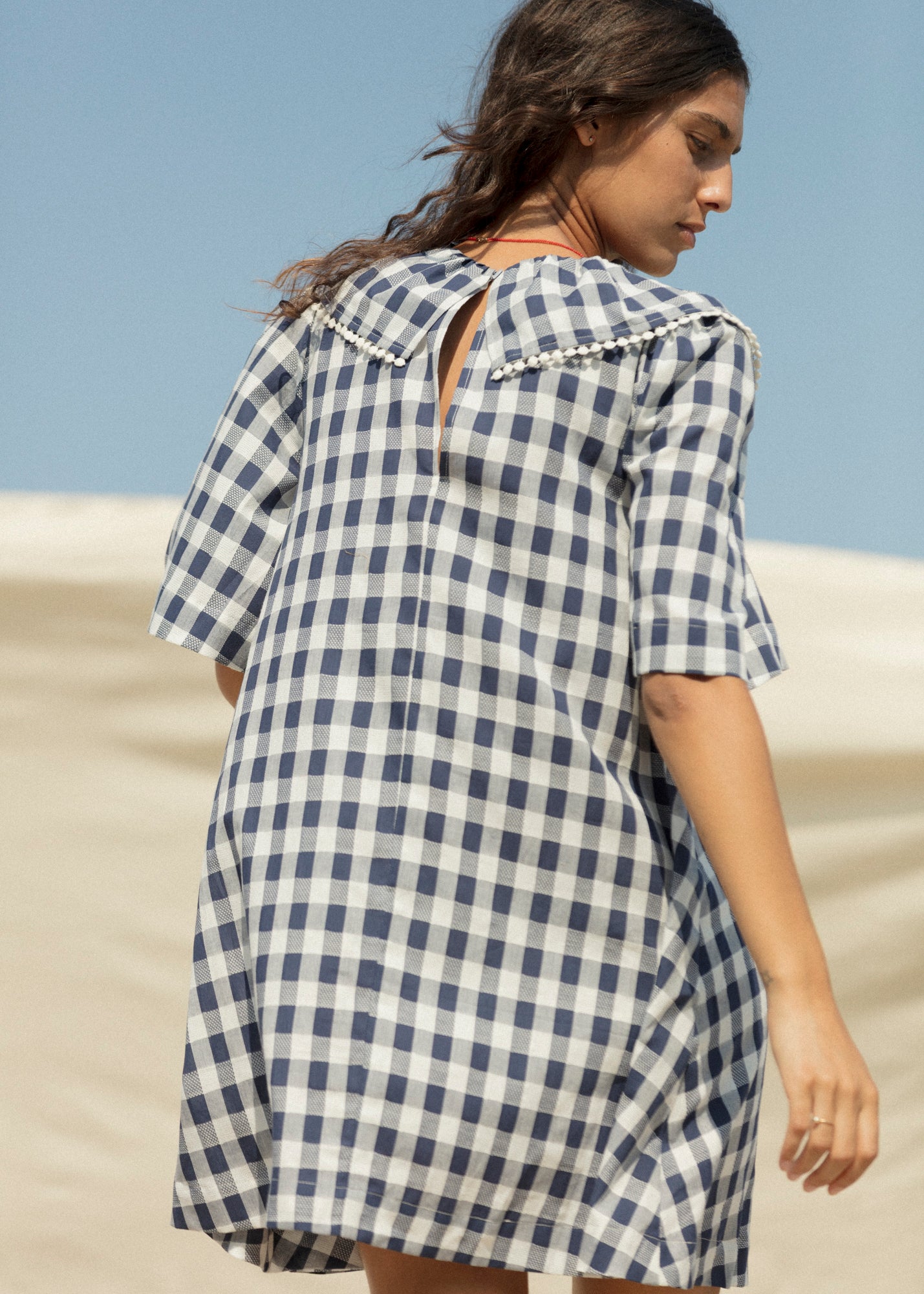 Ruffle Dress - Navy Gingham Small Ruffle Dress - Navy Gingham Small