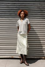 Velvet Skirt -Silvered Lime