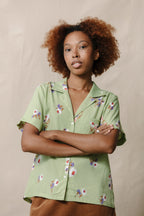 Nancy Button-Waist Shirt - Daisies