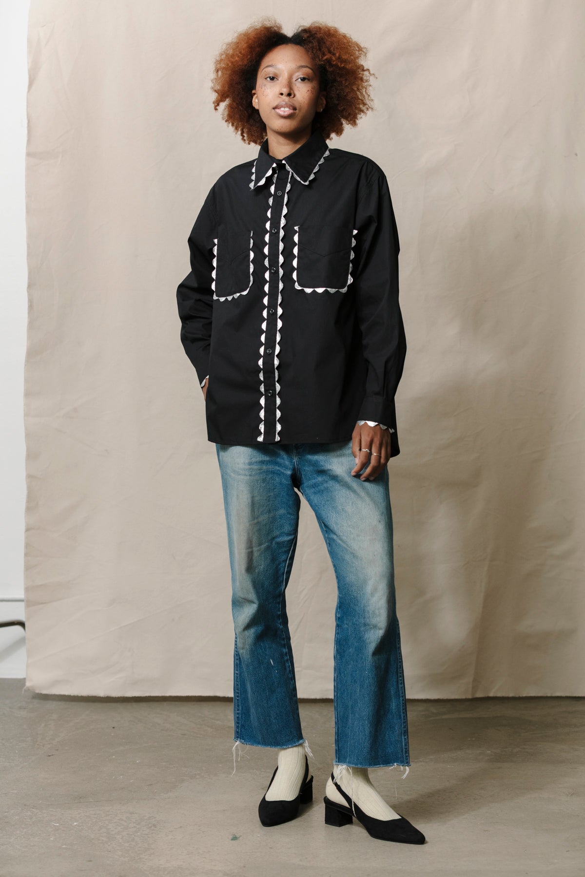 Rickrack Perfect Shirt - Black and Silver – CARLEEN
