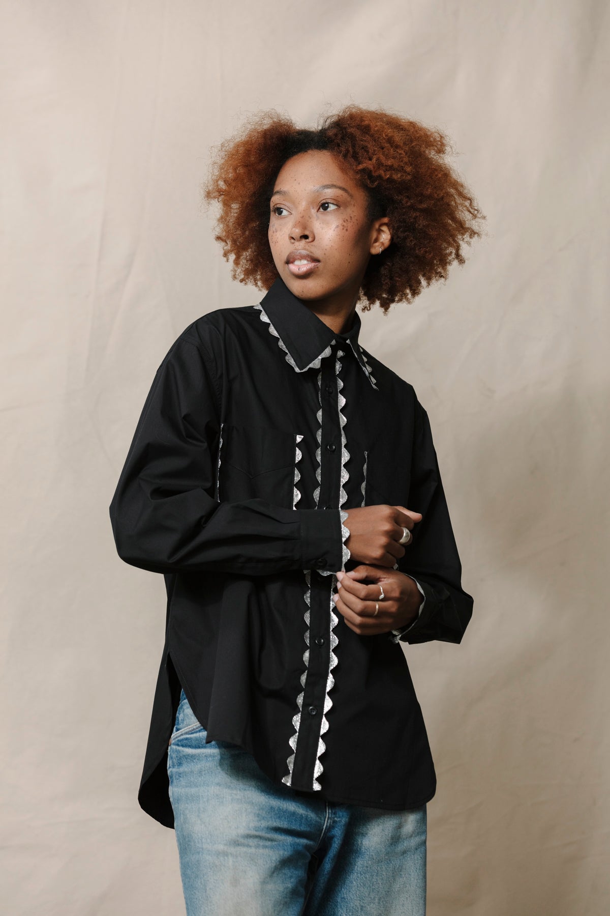 Rickrack Perfect Shirt - Black and Silver – CARLEEN