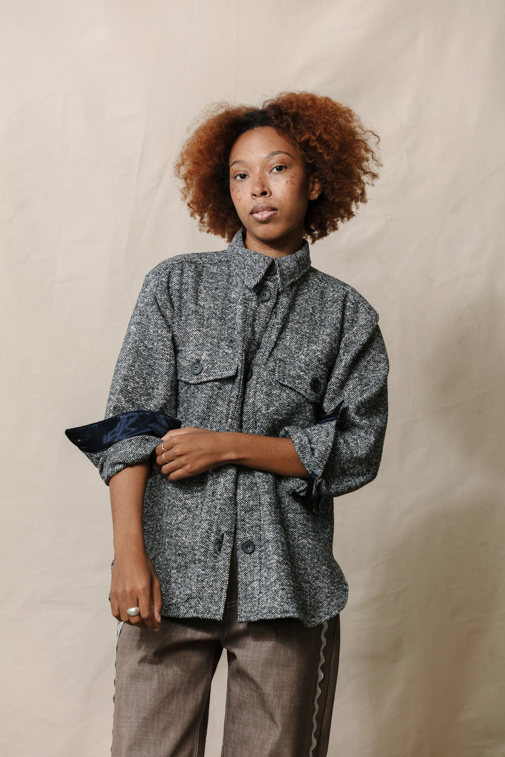 Wool Shirt Jacket - Salt & Pepper