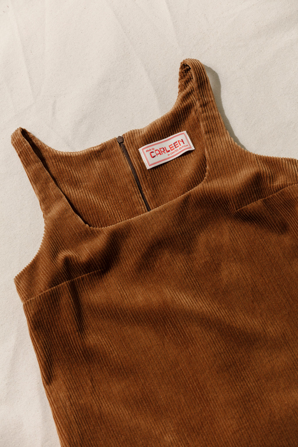 Square Neck Mini Dress - Amber Corduroy