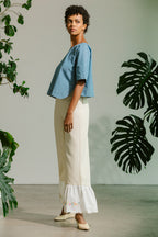 Scallop Shirt - Medium Wash Chambray