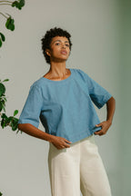 Scallop Shirt - Medium Wash Chambray