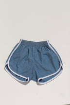 Tess Track Shorts - Medium Wash Chambray