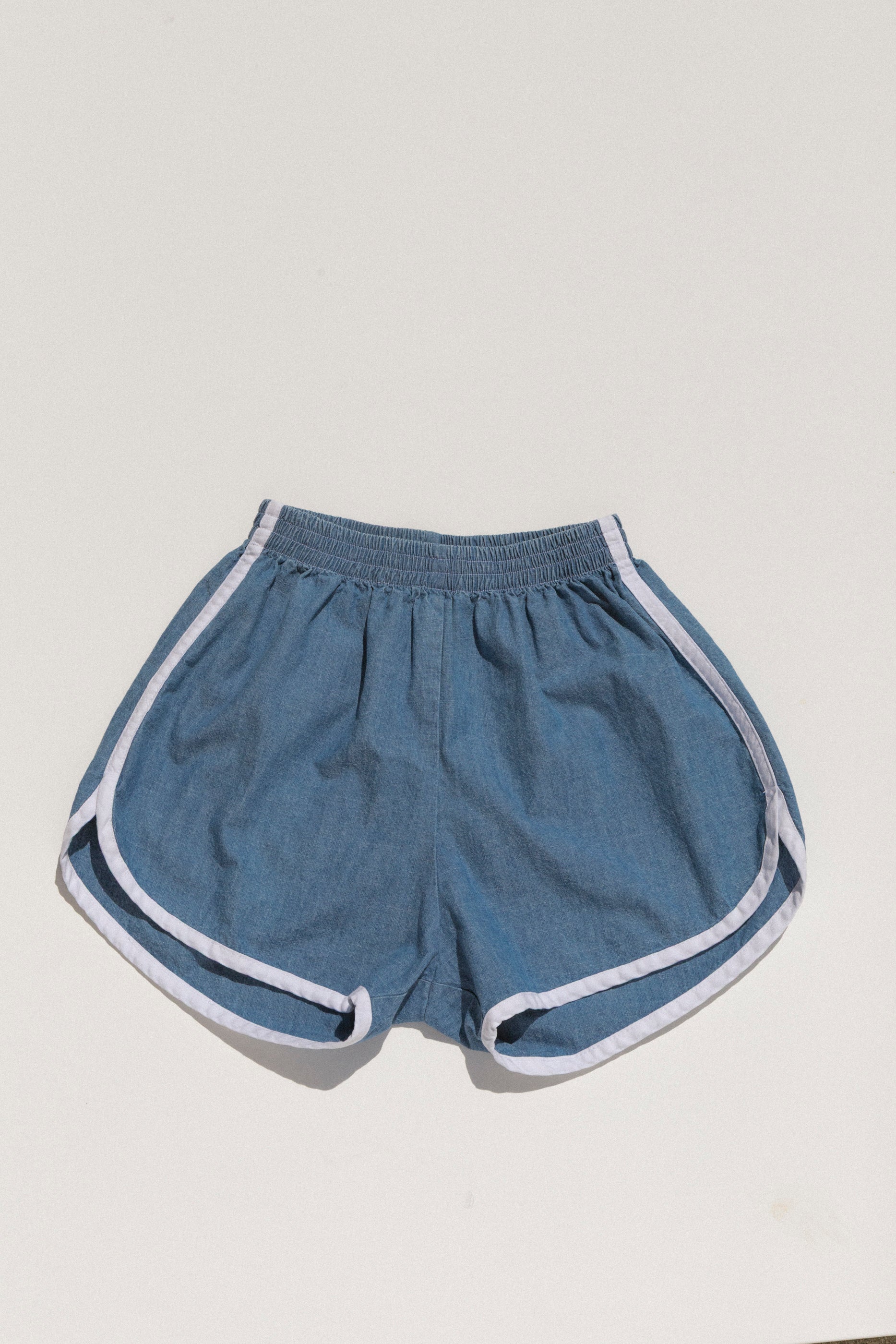 Tess Track Shorts - Medium Wash Chambray