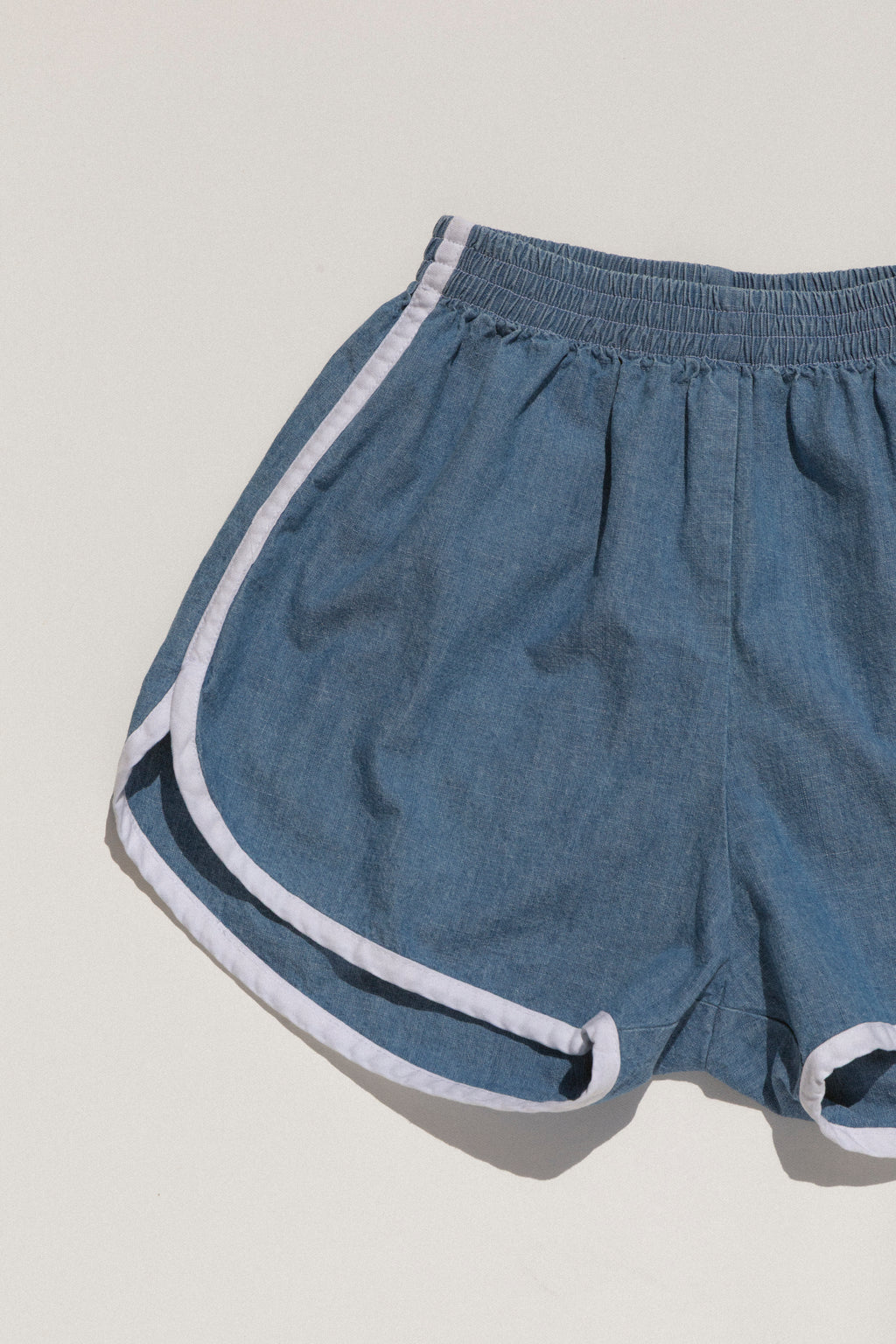 Tess Track Shorts - Medium Wash Chambray