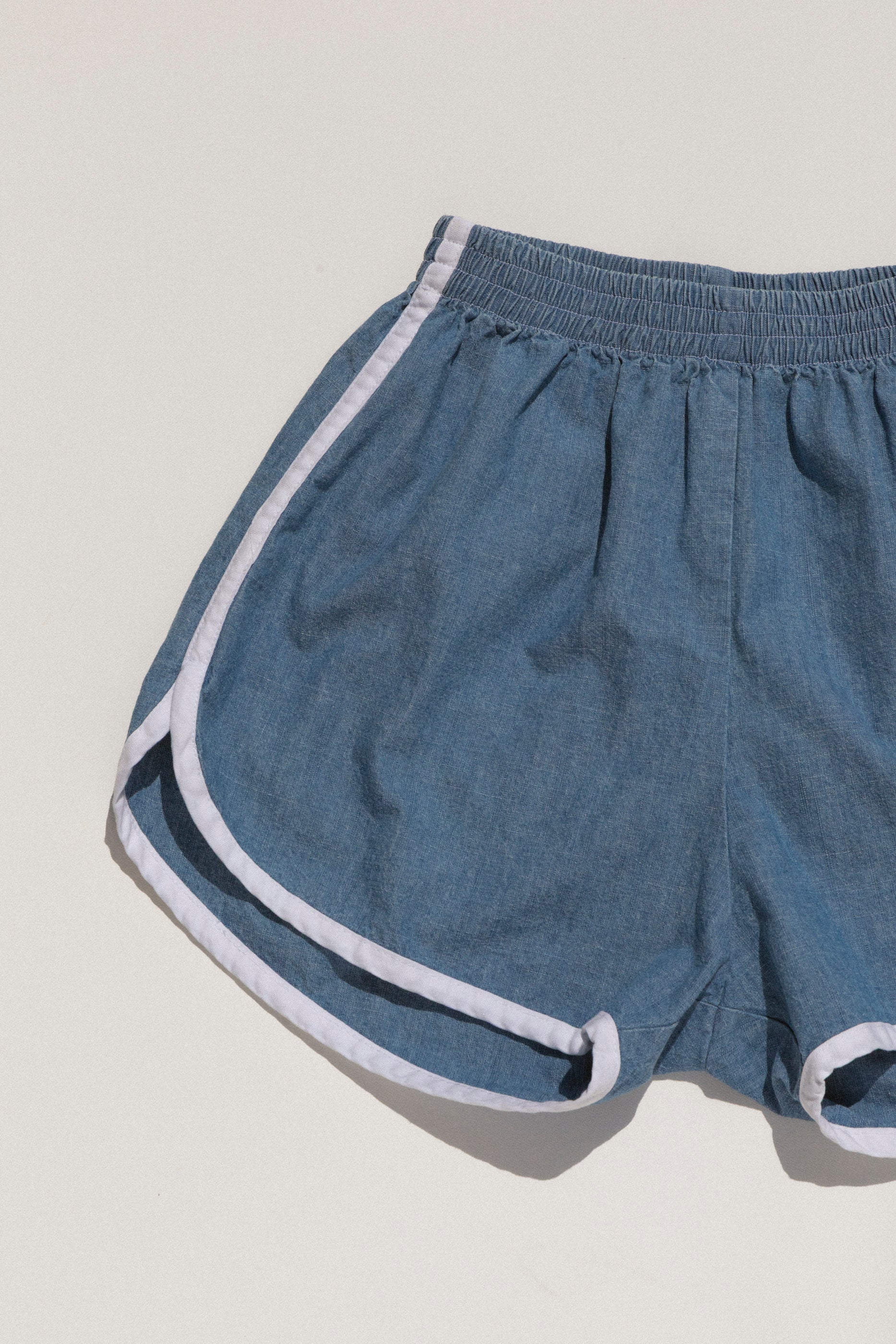 Tess Track Shorts - Medium Wash Chambray