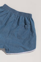 Tess Track Shorts - Medium Wash Chambray