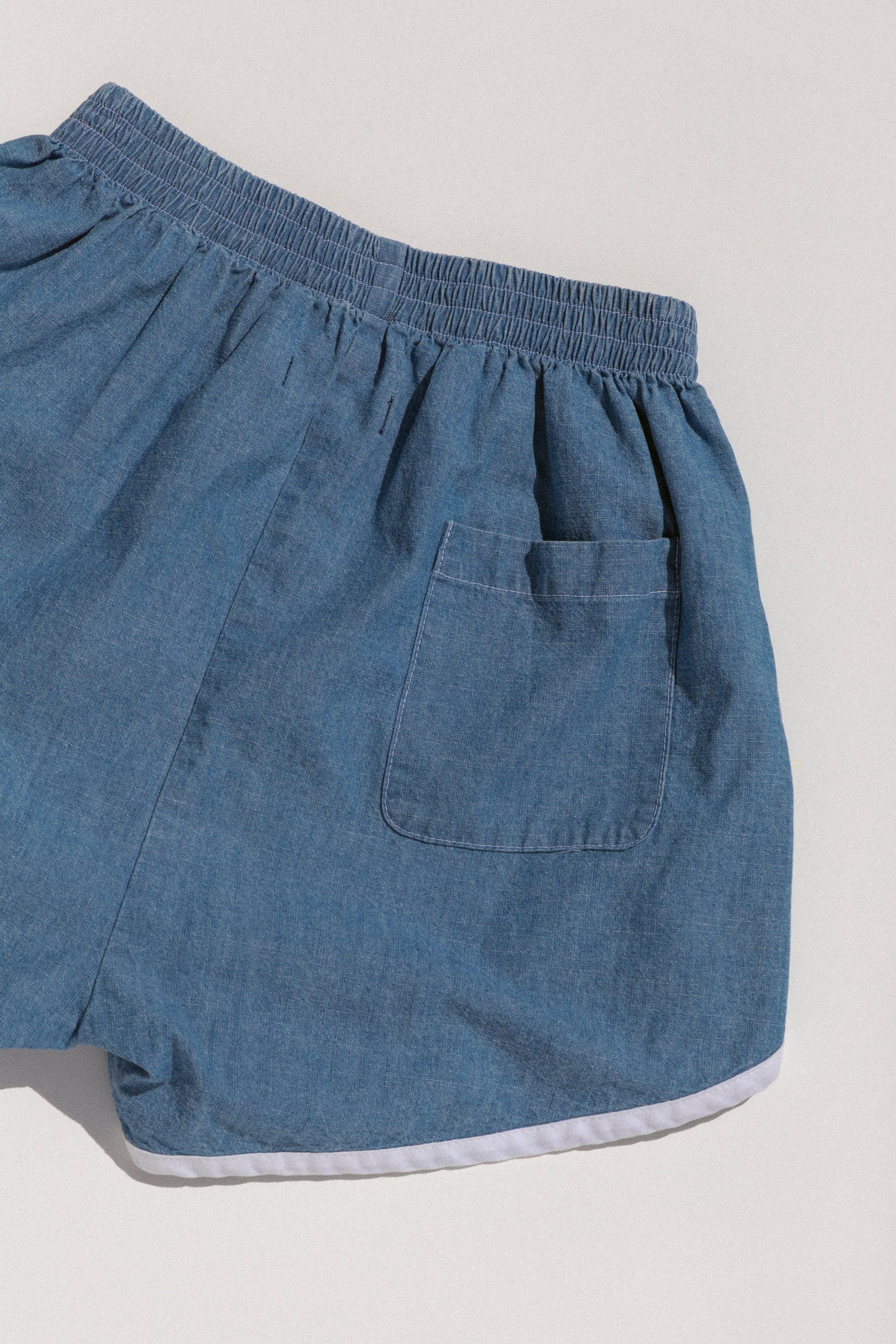 Tess Track Shorts - Medium Wash Chambray