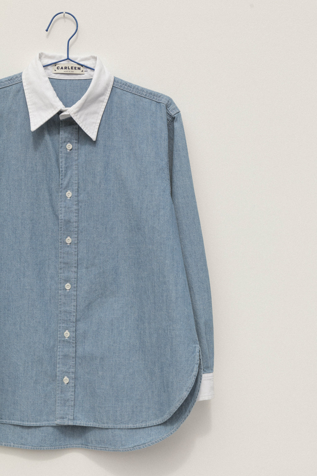 White Collar Chambray Shirt - Medium Wash Chambray