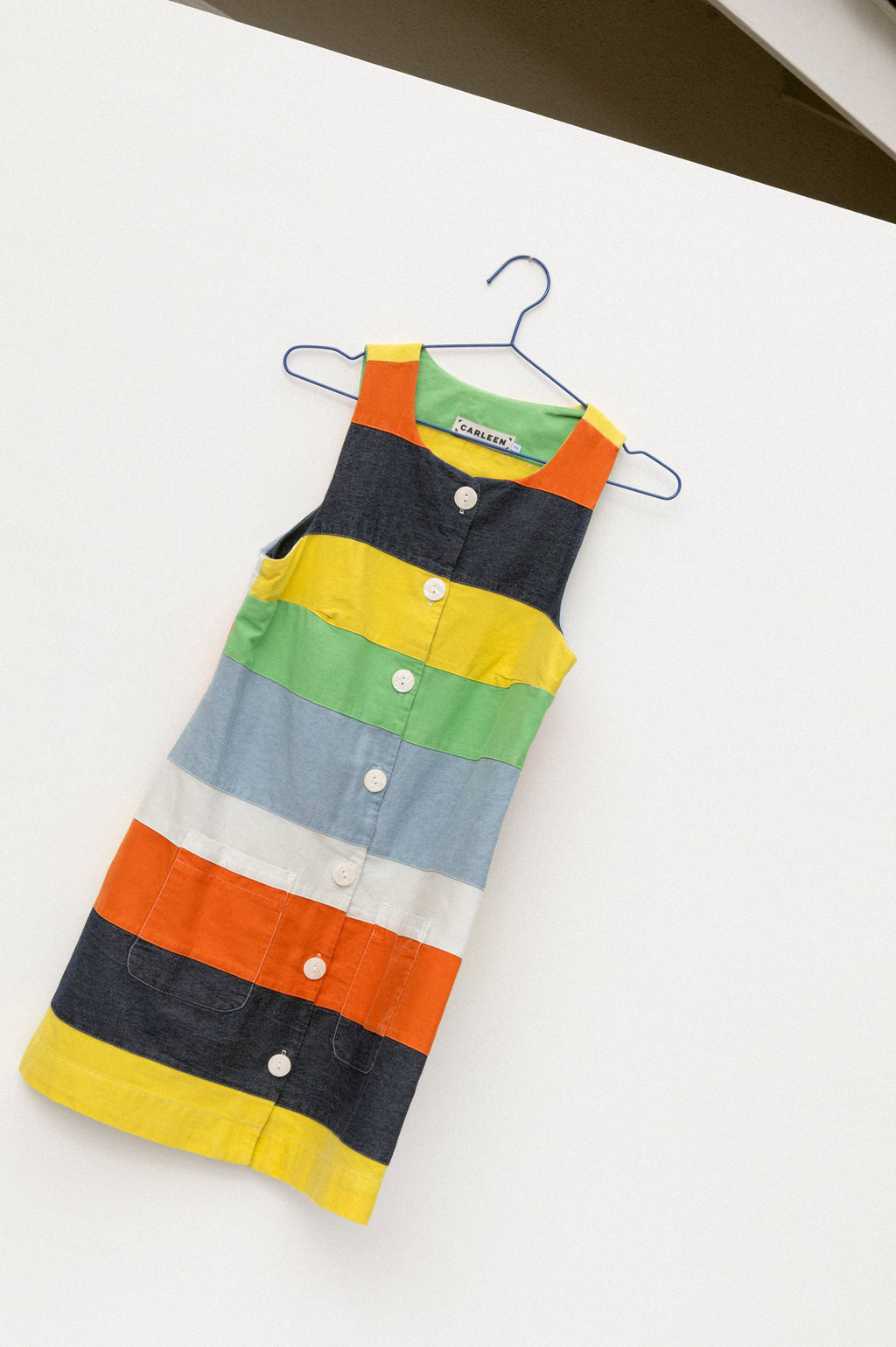 Button Front Mini Dress - Cabana Stripe