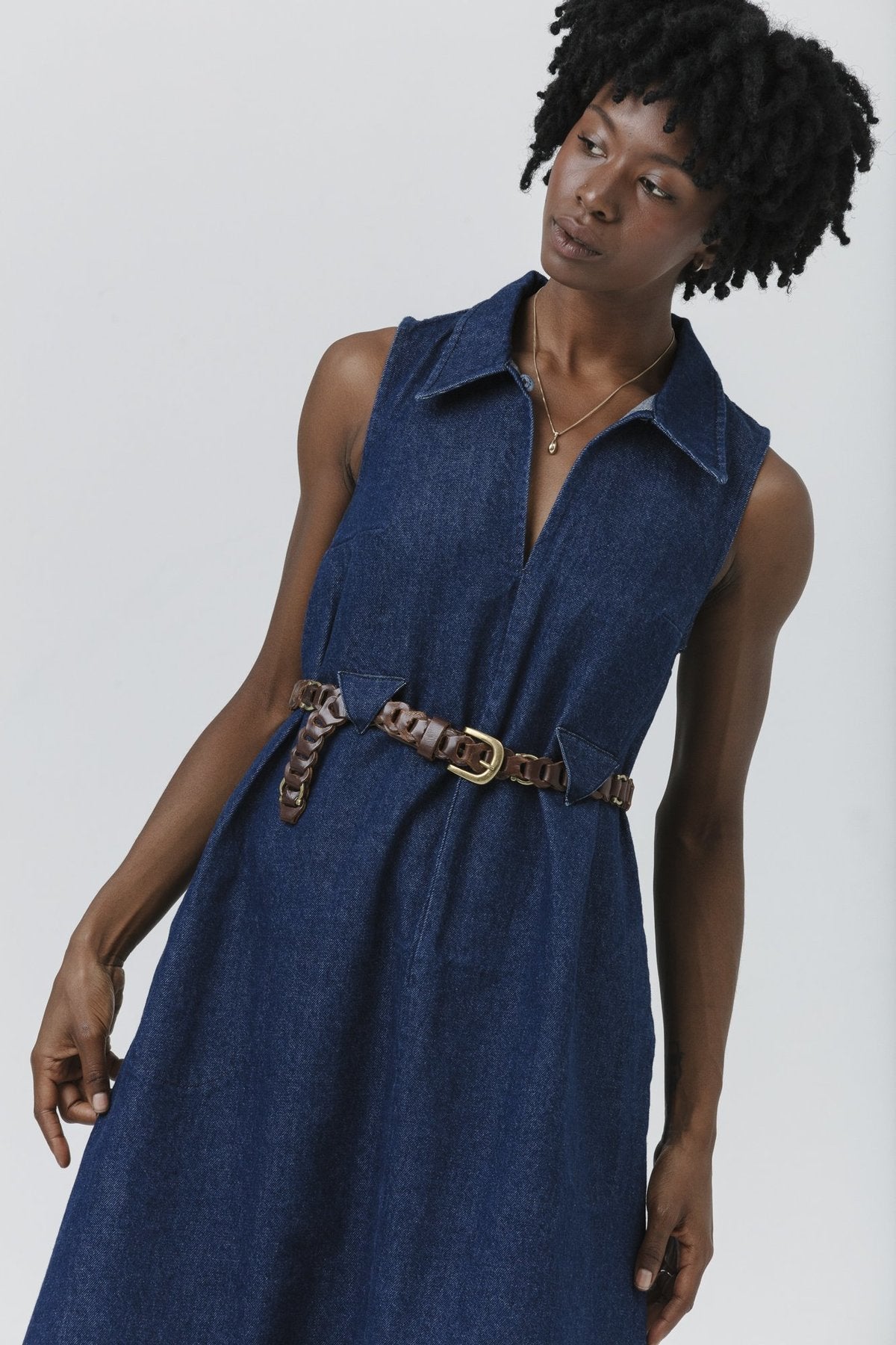 Triangle Loop Dress - Dark Rinse