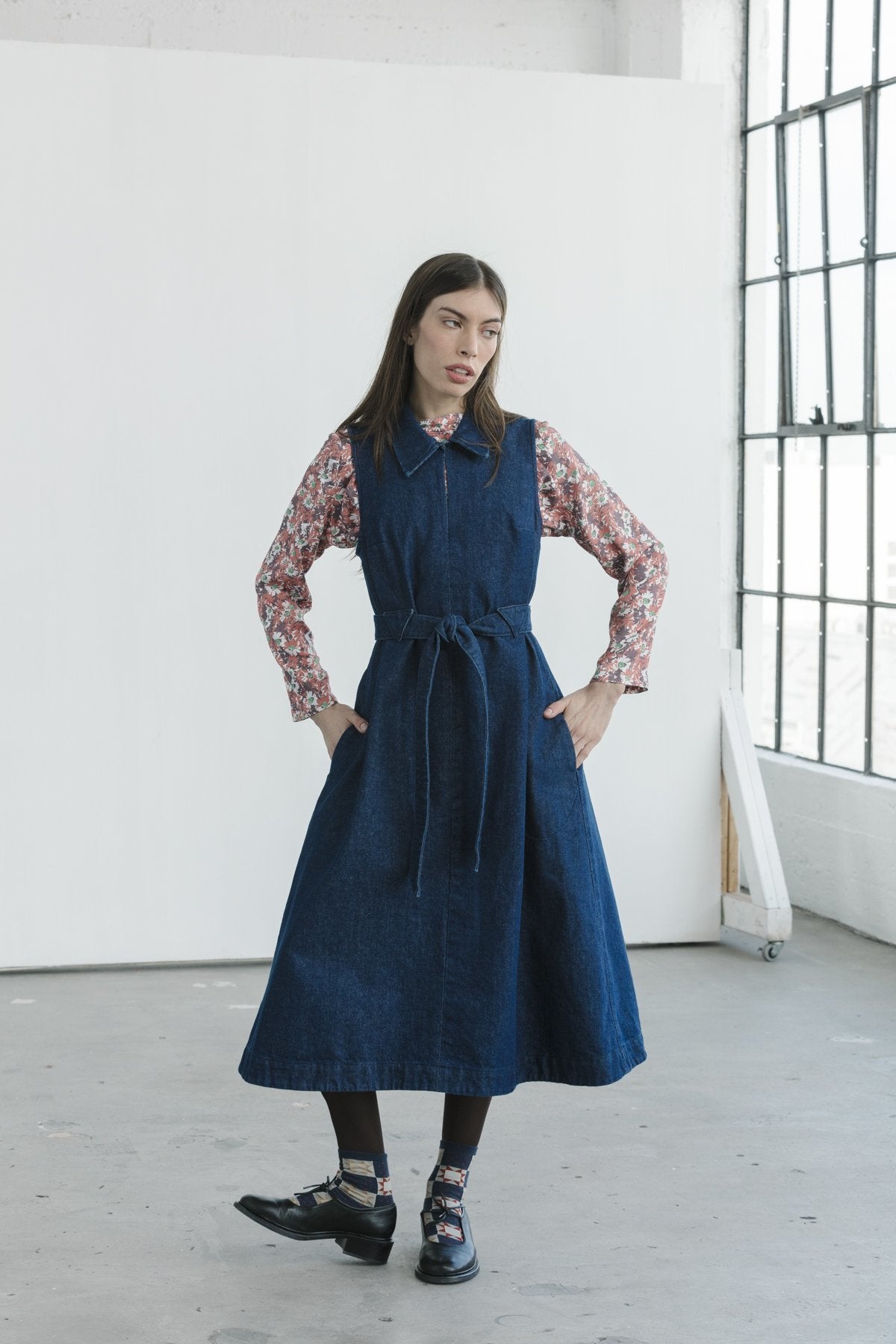 Triangle Loop Dress - Dark Rinse