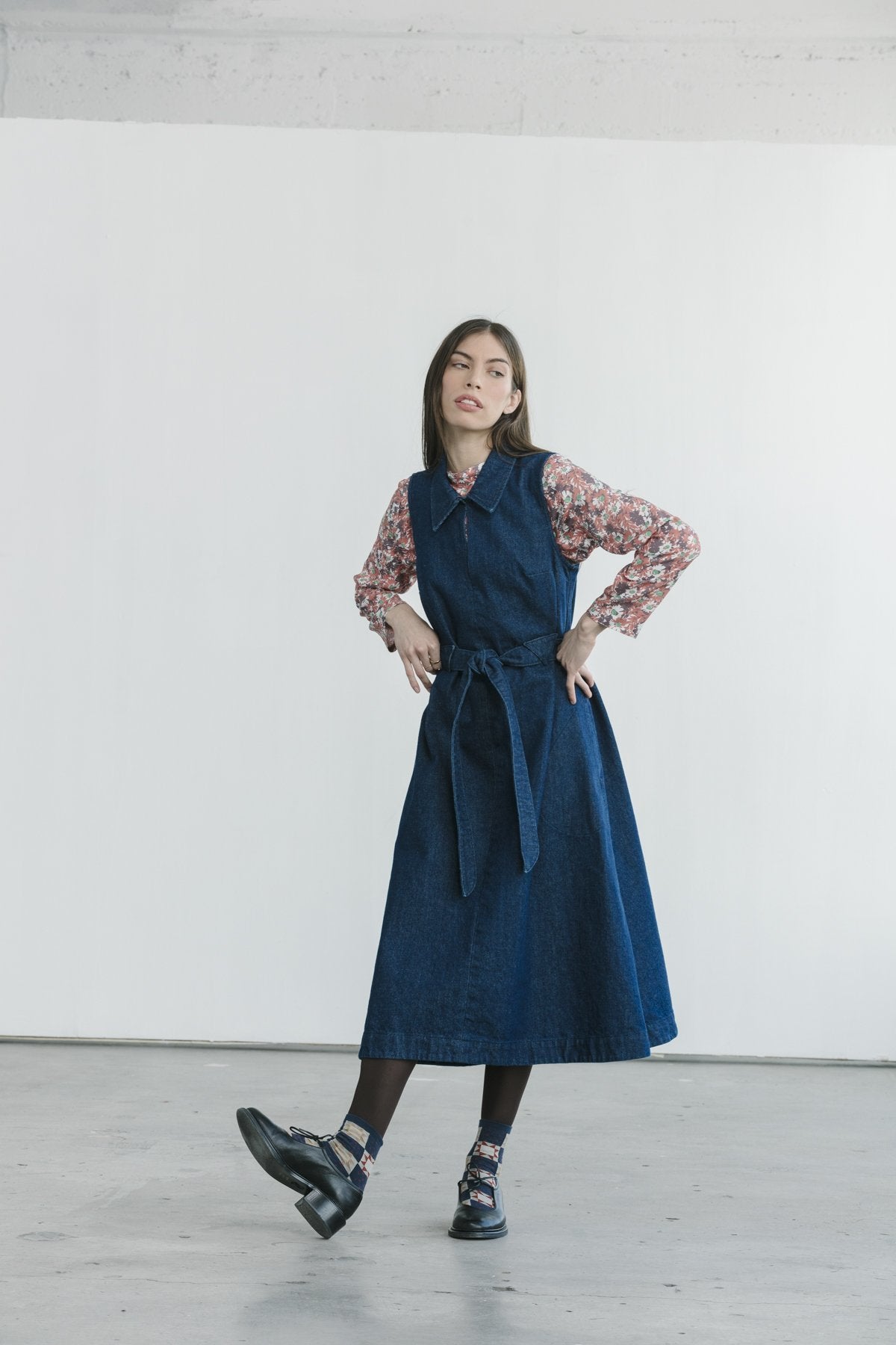 Triangle Loop Dress - Dark Rinse
