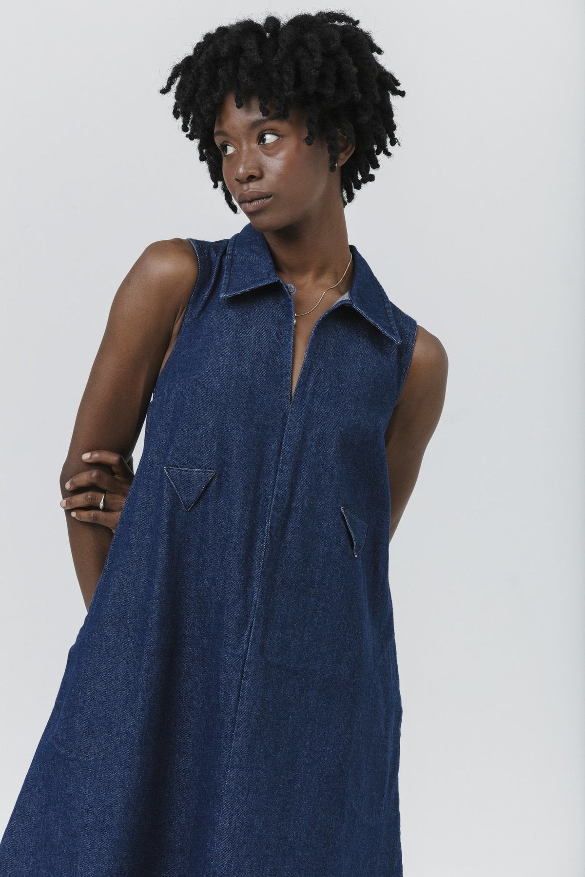 Triangle Loop Dress - Dark Rinse